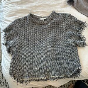 IRO Paris Devan Tweed Frayed Crop Top Size 40
